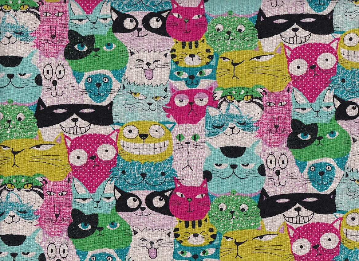 Reststück Wachstuch Tume - Katzen blau 70 x 110 cm