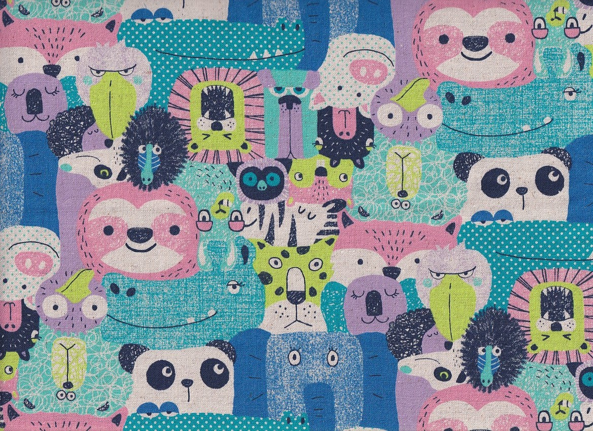 Reststück Wachstuch Tume - Zoo blau 47 x 110 cm