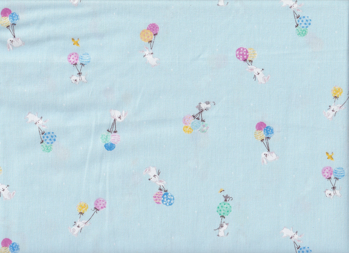 Wachstuch Hase & Ballon hellblau