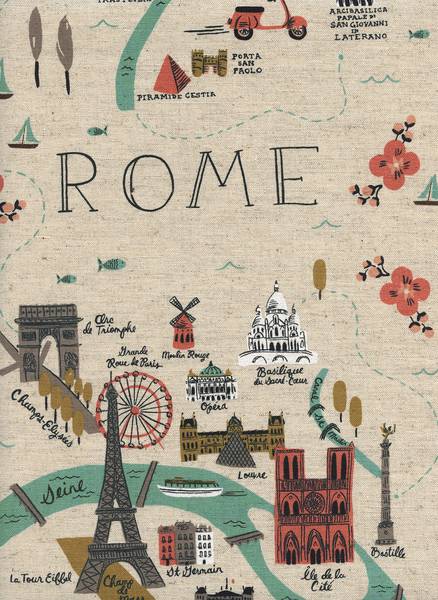 Cotton & Steel Les Fleurs - City Maps Canvas
