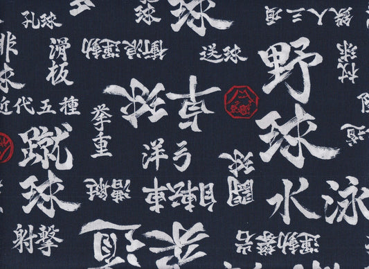 Reststück Kanji blau 100 x 110 cm