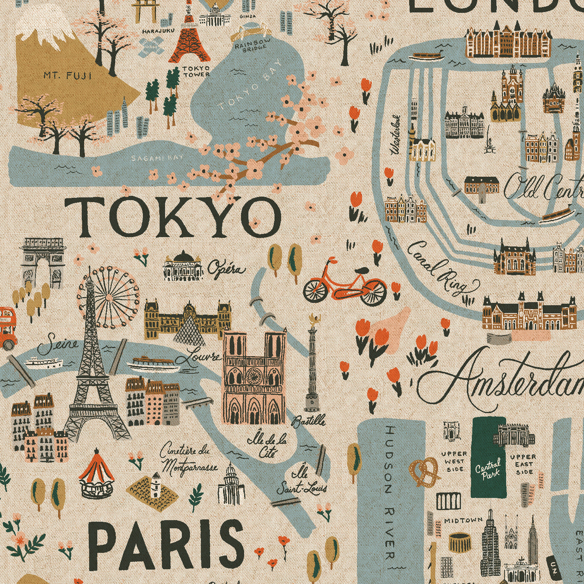 Cotton & Steel Bon Voyage - City Guide Canvas